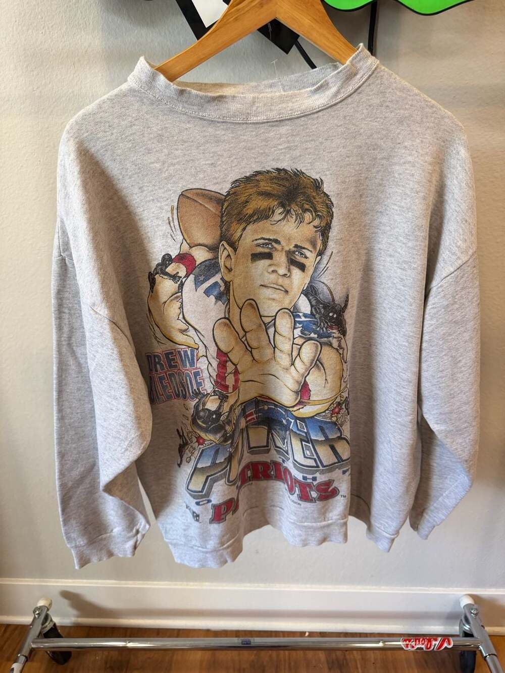 Vintage 1995 Drew Bledsoe New England Patriots Graphic Crewneck Sweatshirt